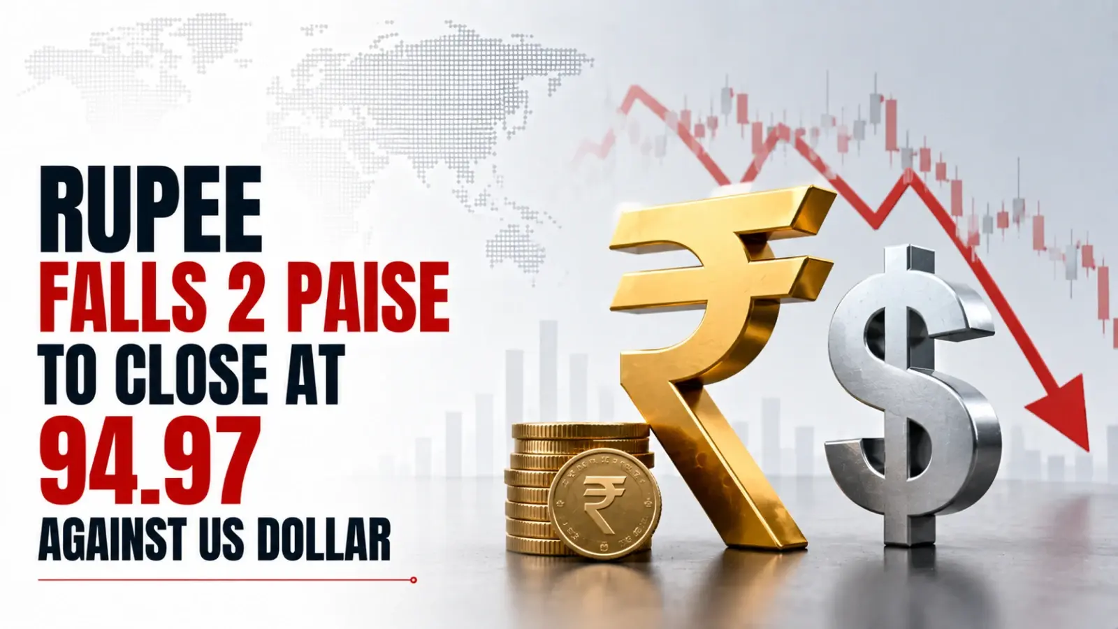 INR vs USD Rate, September 2, 2026: Rupee Falls 2 Paise To Close at 94.97 Against US Dollar