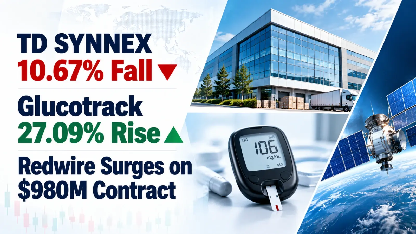 TD SYNNEX 10.67% Fall; Glucotrack 27.09% Rise; Redwire Surges on $980M Contract