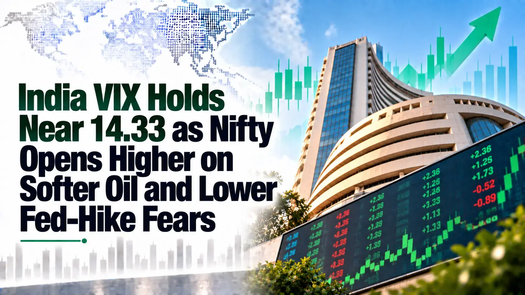 India VIX Holds Near 14.33 as Nifty Opens Higher on Softer Oil and Lower Fed-Hike Fears
