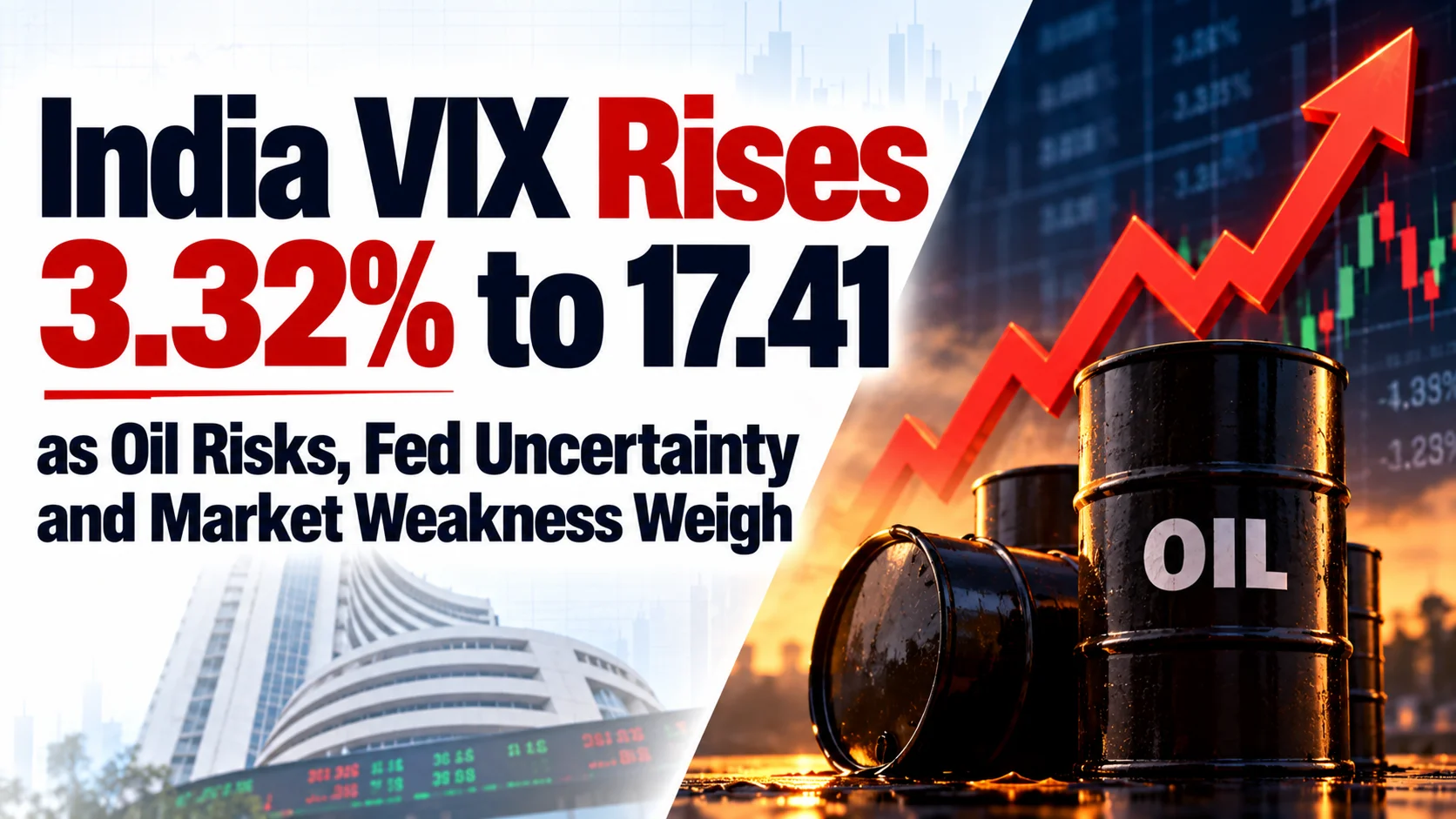 India VIX Rises 3.32% to 17.41 as Oil Risks, Fed Uncertainty and Market Weakness Weigh