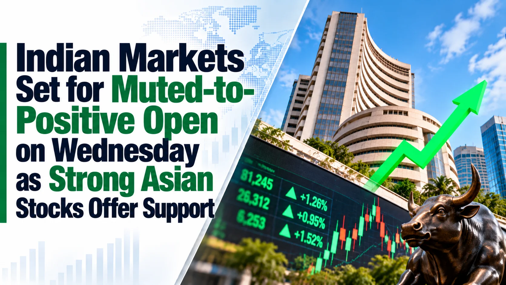 Indian Markets Set for Muted-to-Positive Open on Wednesday as Strong Asian Stocks Offer Support