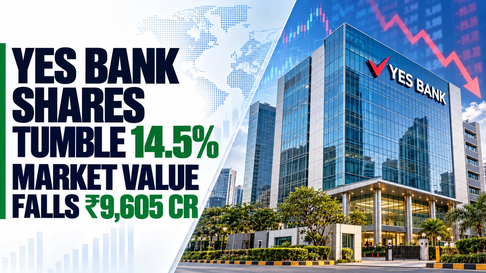 Yes Bank Shares Tumble 14.5%; Market Valuation Falls Rs 9,605 Cr