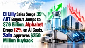 Eli Lilly Sales Surge 39%, ADT Buyout Jumps to $7.6 Billion, Alphabet Drops 12% on AI Costs, Saia Approves $250 Million Buyback