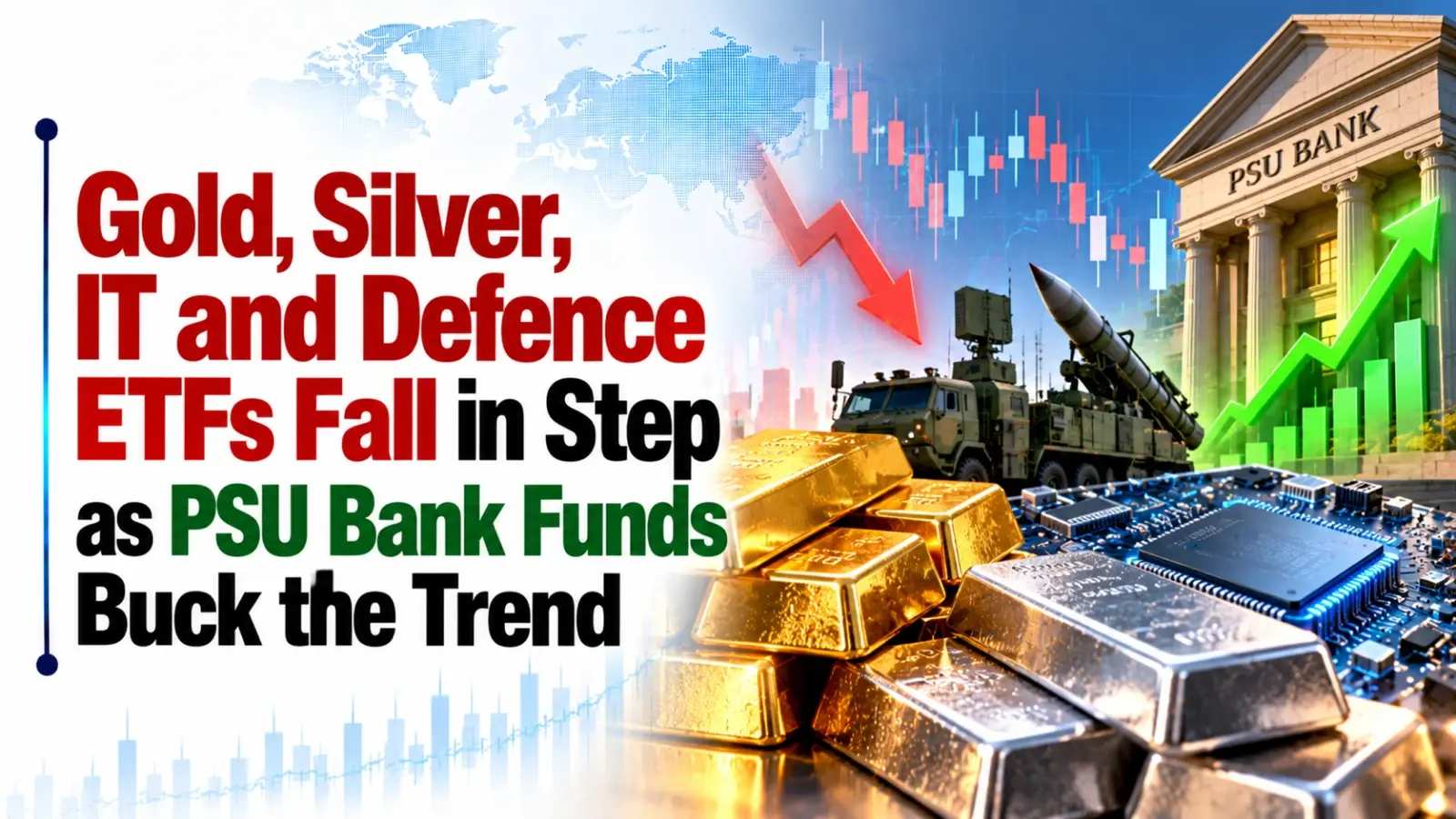 Gold, Silver, IT and Defence ETFs Fall in Step as PSU Bank Funds Buck the Trend