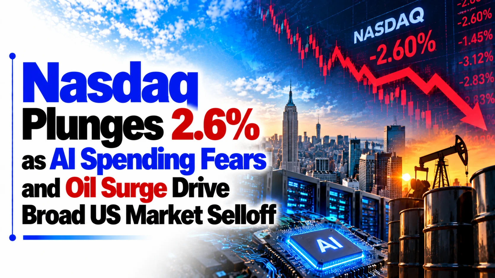 Nasdaq Plunges 2.6% as AI Spending Fears and Oil Surge Drive Broad US Market Selloff