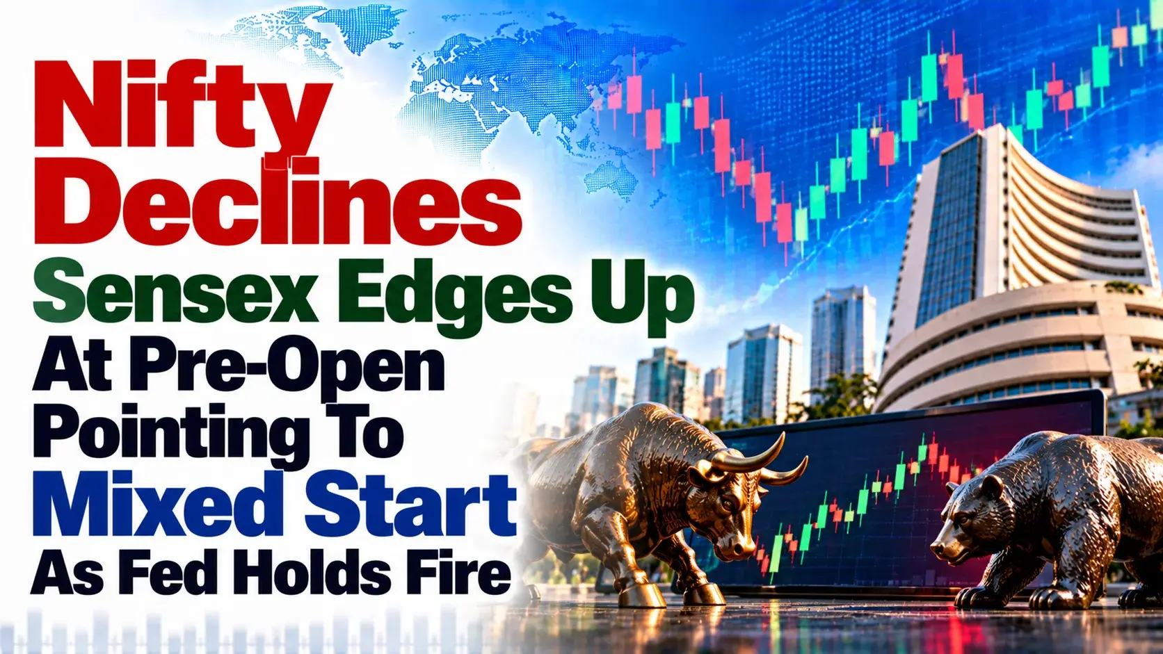 Nifty Declines, Sensex Edges Up At Pre-Open Pointing To Mixed Start As Fed Holds Fire