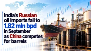 India’s Russian Oil Imports Fall to 1.82 Mln Bpd in September As China Competes for Barrels