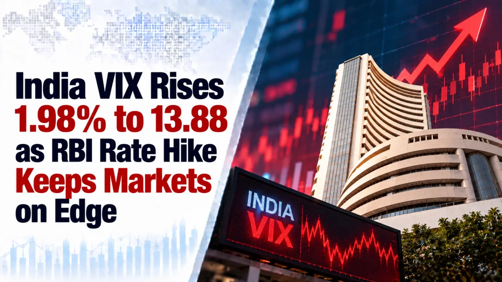 India VIX Rises 1.98% to 13.88 as RBI Rate Hike Keeps Markets on Edge