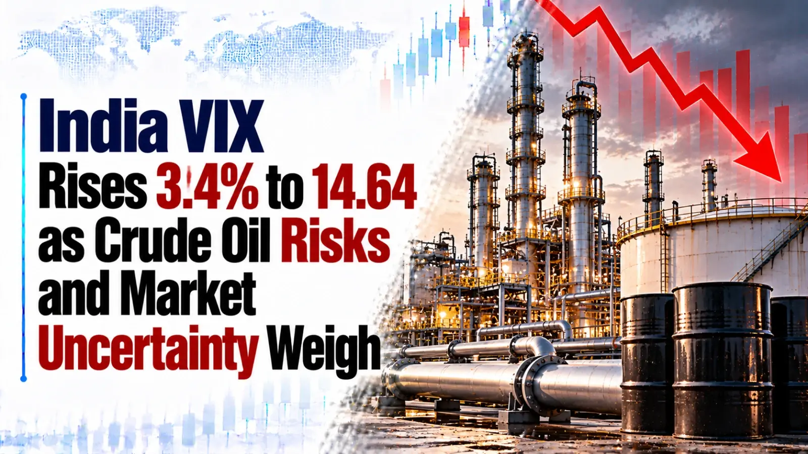 India VIX Rises 3.4% to 14.64 as Crude Oil Risks and Market Uncertainty Weigh