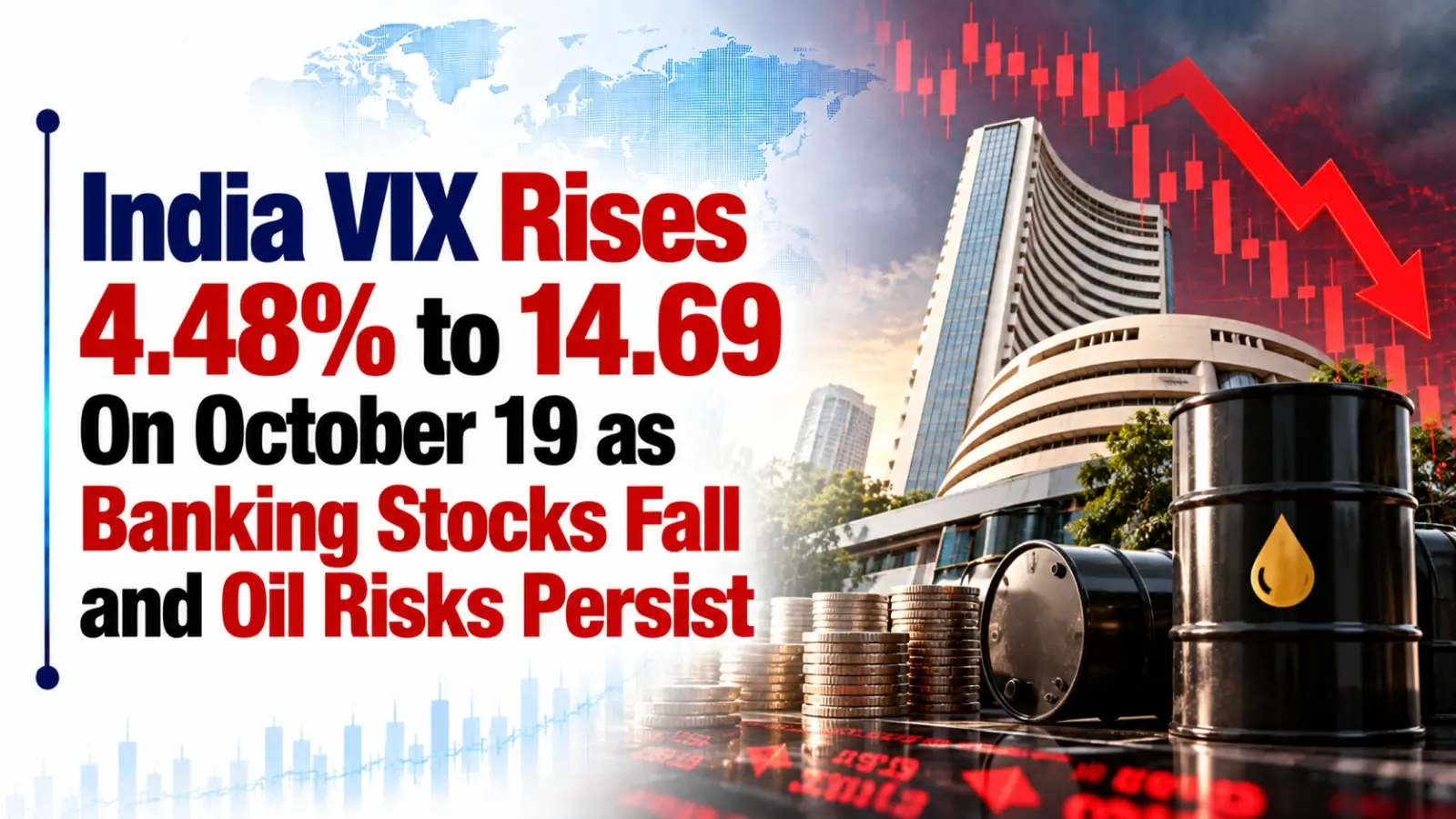 India VIX Rises 4.48% to 14.69 On October 19 as Banking Stocks Fall and Oil Risks Persist