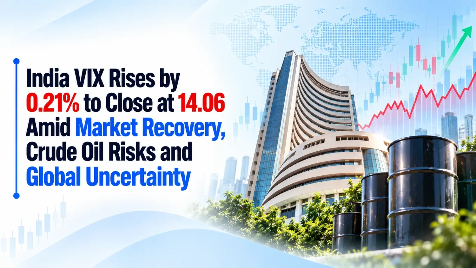 India VIX Rises by 0.21% to Close at 14.06 Amid Market Recovery, Crude Oil Risks and Global Uncertainty