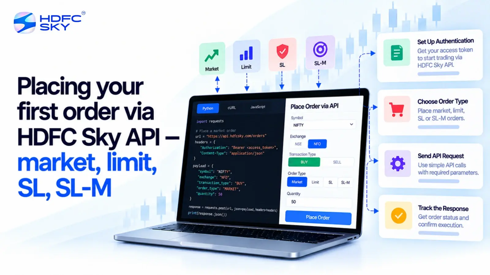 Placing Your First Order via the HDFC SKY API: MARKET, LIMIT, SL, and SL-M Orders Explained
