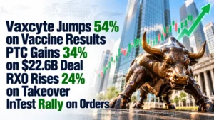 Vaxcyte Jumps 54% on Vaccine Results, PTC Gains 34% on $22.6B Deal, RXO Rises 24% on Takeover, InTest Rally on Orders